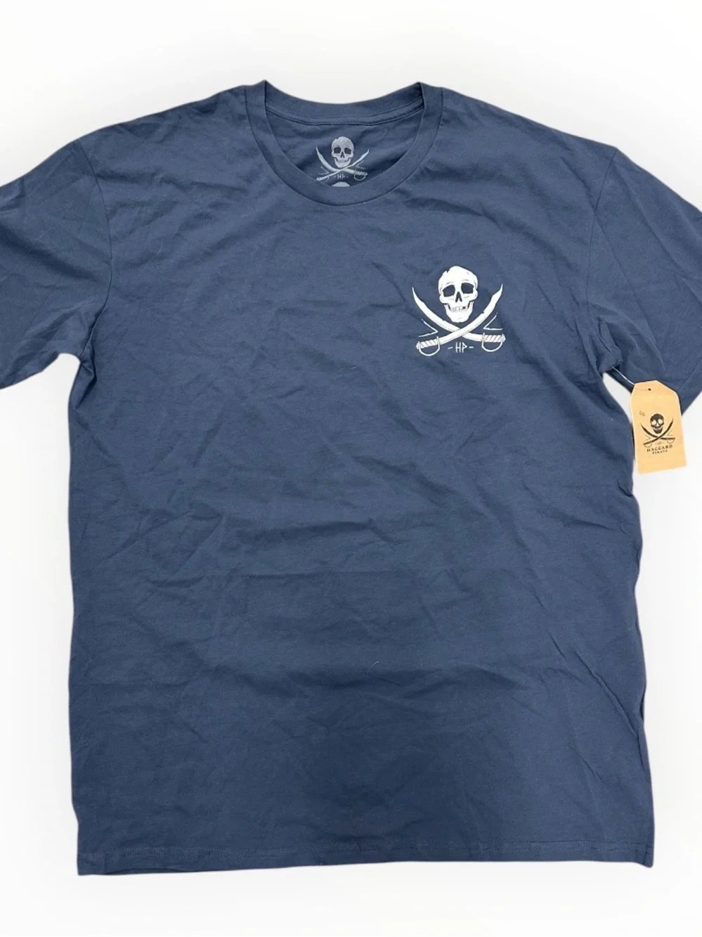 Haggard Pirate Mens XL Petrol Blue Skull Swords Graphic T Shirt Pirate NWT